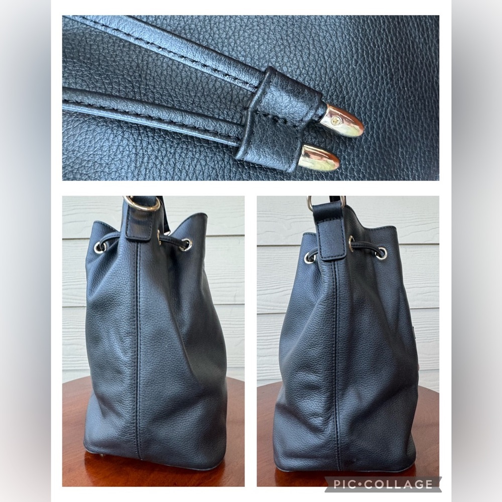 WHBM Black Drawstring Bucket Bag - Picture 3 of 12
